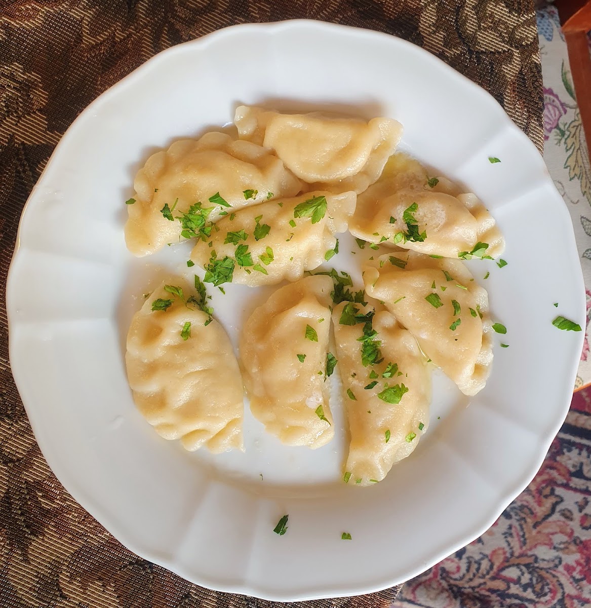 Homemade pierogi on a plate